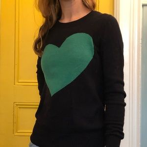 J Crew navy blue lopsided heart sweater